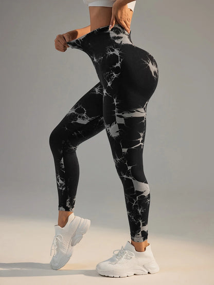 Women'S Tie Dye Leggings Seamless High Stretch Sports Push up Pants Tight Sports High Waist Yoga Pants Outdoor Sports