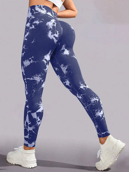 Women'S Tie Dye Leggings Seamless High Stretch Sports Push up Pants Tight Sports High Waist Yoga Pants Outdoor Sports